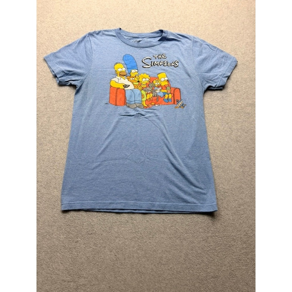 The Simpsons Family Couch Graphic T-Shirt Blue Heather Mad Engine Small